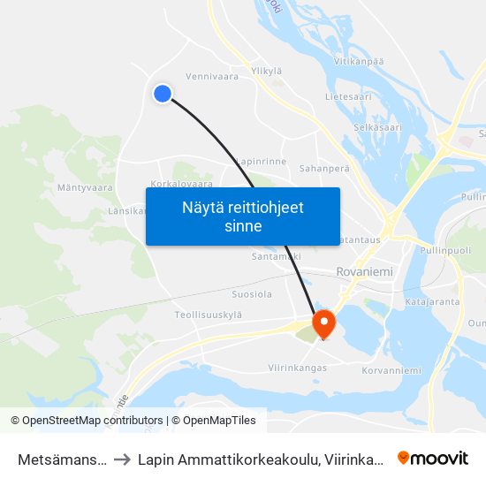 Metsämansikka L to Lapin Ammattikorkeakoulu, Viirinkankaan Kampus map