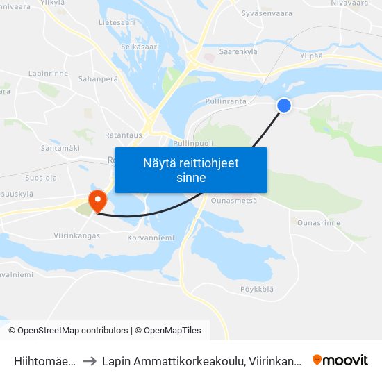 Hiihtomäentie L to Lapin Ammattikorkeakoulu, Viirinkankaan Kampus map