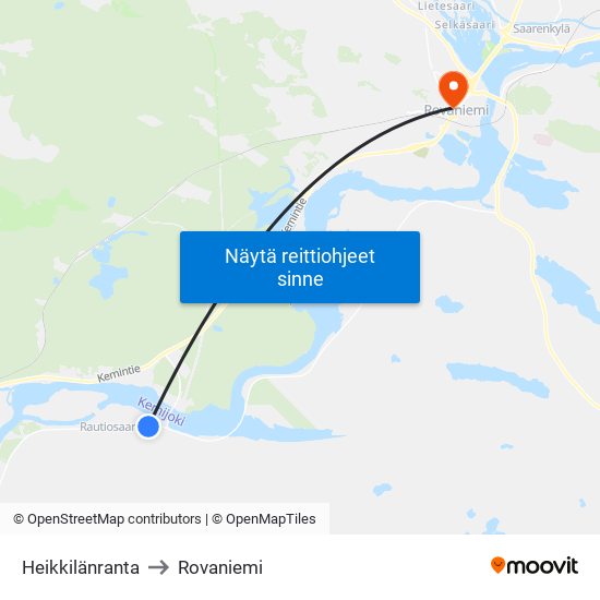 Heikkilänranta to Rovaniemi map