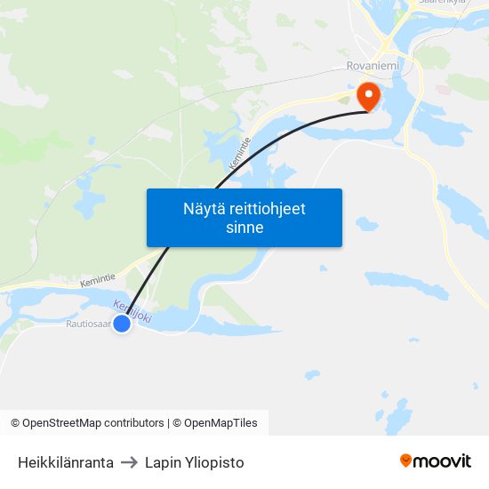 Heikkilänranta to Lapin Yliopisto map