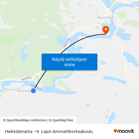 Heikkilänranta to Lapin Ammattikorkeakoulu map