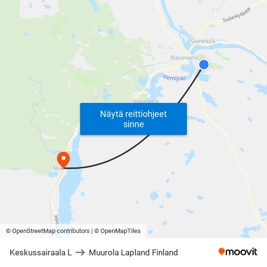 Keskussairaala L to Muurola Lapland Finland map