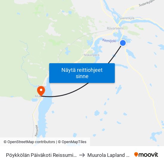 Pöykkölän Päiväkoti Reissumiehentie L to Muurola Lapland Finland map