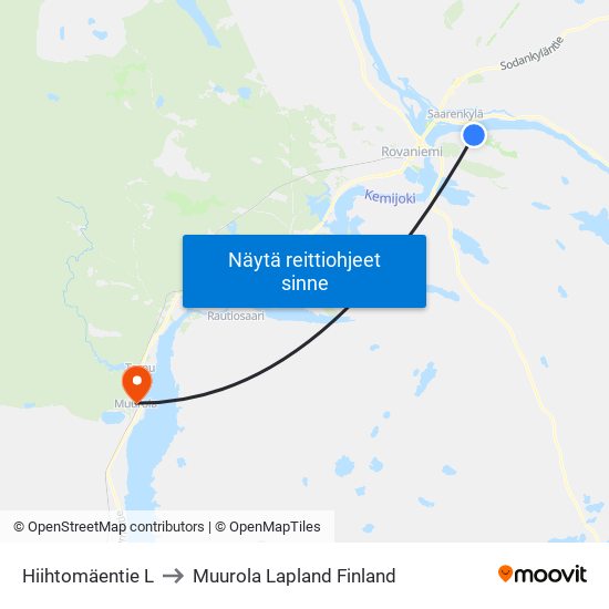 Hiihtomäentie L to Muurola Lapland Finland map