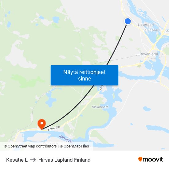 Kesätie L to Hirvas Lapland Finland map