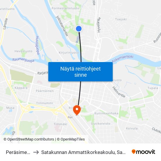 Peräsimentie P to Satakunnan Ammattikorkeakoulu, Samk-Kampus Pori map