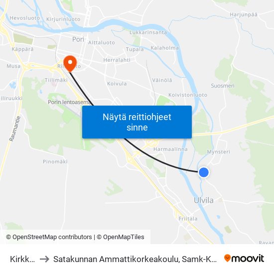 Kirkko E to Satakunnan Ammattikorkeakoulu, Samk-Kampus Pori map