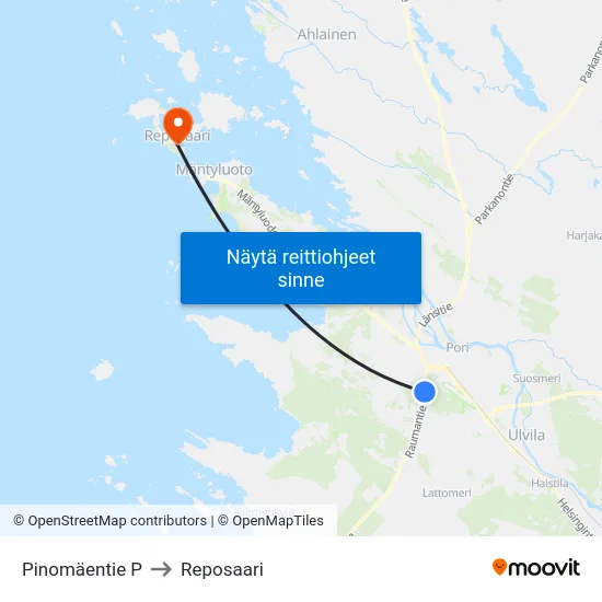 Pinomäentie P to Reposaari map