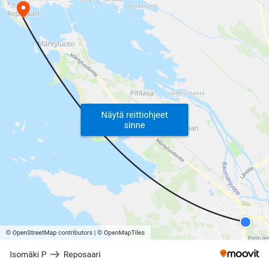 Isomäki P to Reposaari map