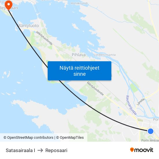 Satasairaala I to Reposaari map