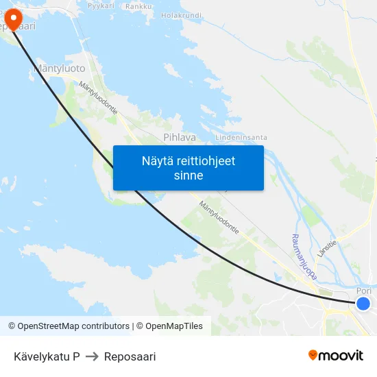 Kävelykatu P to Reposaari map