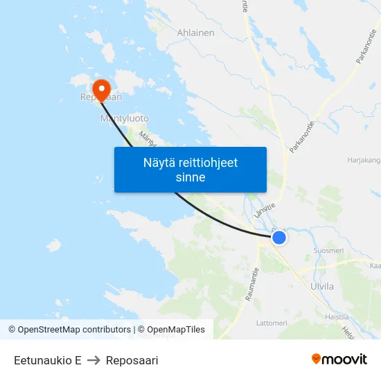 Eetunaukio E to Reposaari map