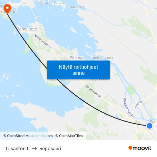 Liisantori L to Reposaari map