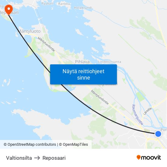 Valtionsilta to Reposaari map