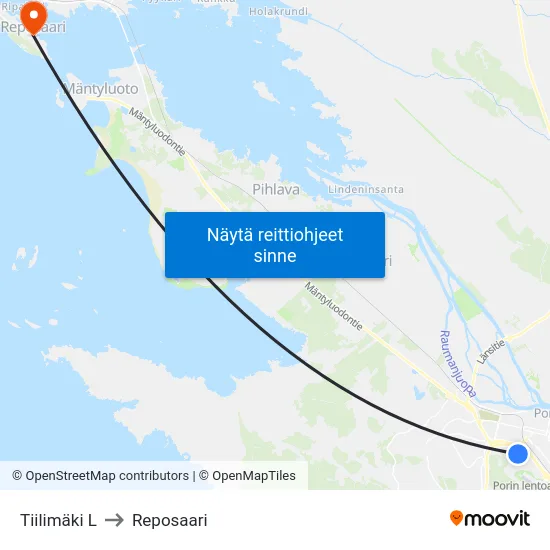 Tiilimäki L to Reposaari map
