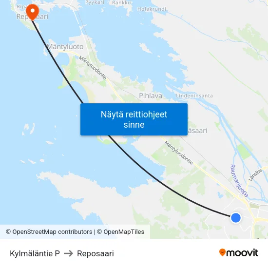 Kylmäläntie P to Reposaari map