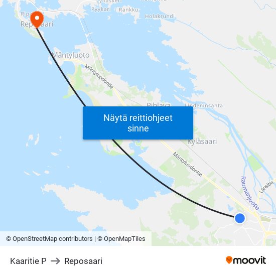 Kaaritie P to Reposaari map