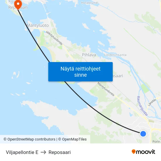 Viljapellontie E to Reposaari map