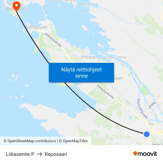 Liikasentie P to Reposaari map