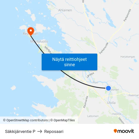 Säkkijärventie P to Reposaari map