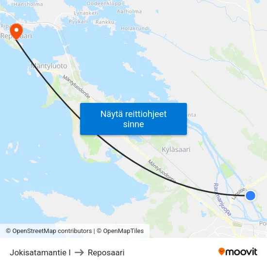 Jokisatamantie I to Reposaari map