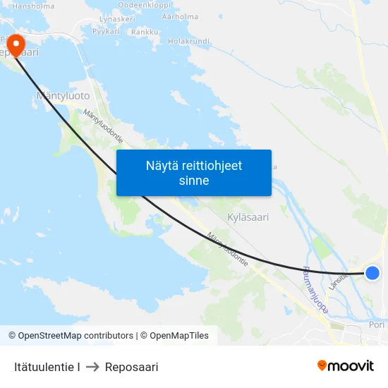 Itätuulentie I to Reposaari map