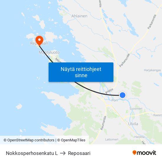 Nokkosperhosenkatu L to Reposaari map