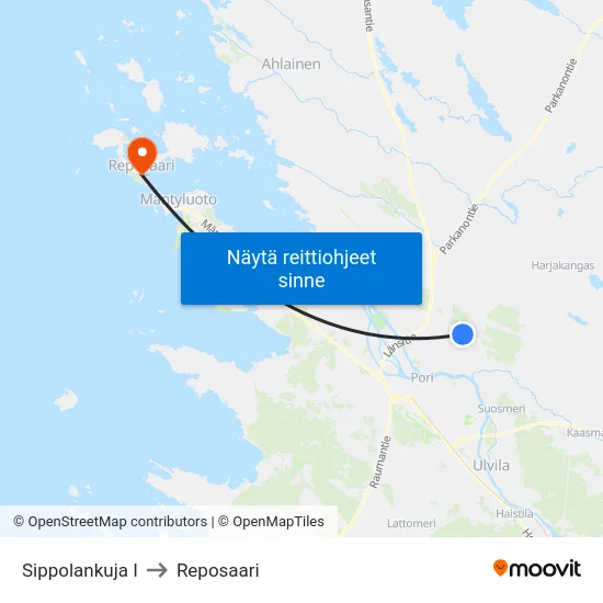 Sippolankuja I to Reposaari map
