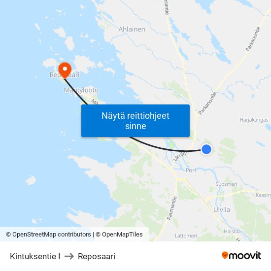 Kintuksentie I to Reposaari map