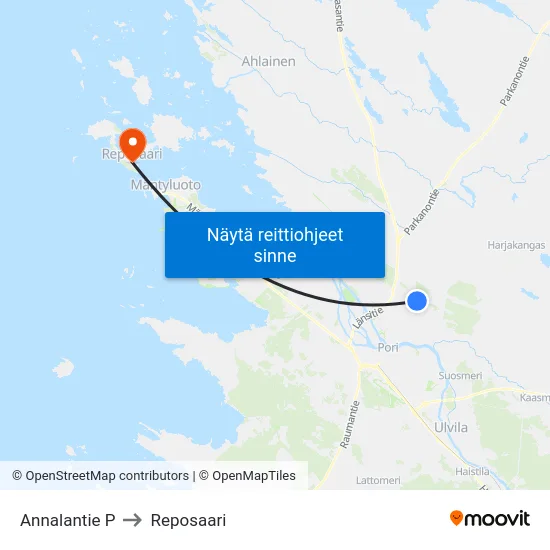 Annalantie P to Reposaari map