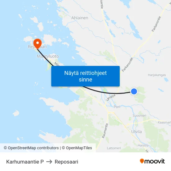 Karhumaantie P to Reposaari map