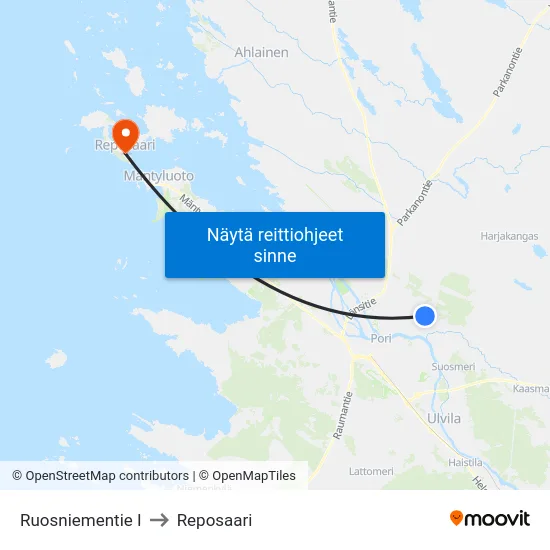 Ruosniementie I to Reposaari map
