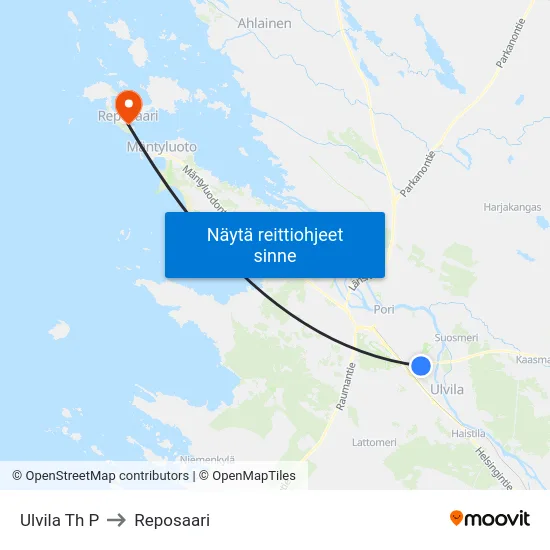 Ulvila Th P to Reposaari map