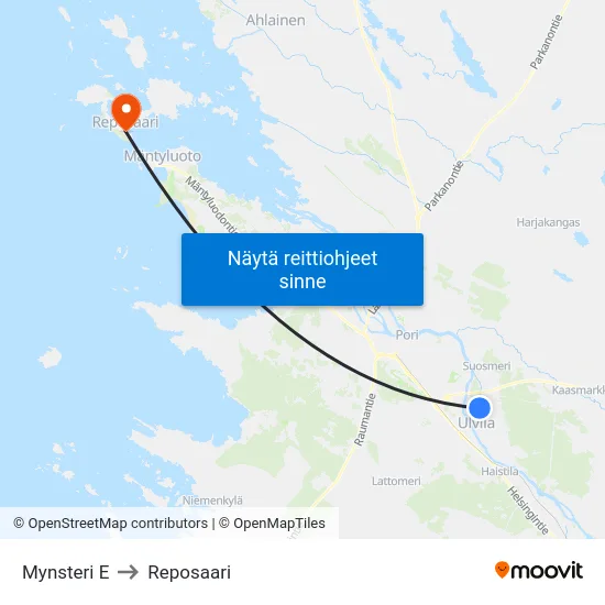 Mynsteri E to Reposaari map