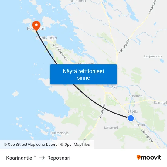 Kaarinantie P to Reposaari map