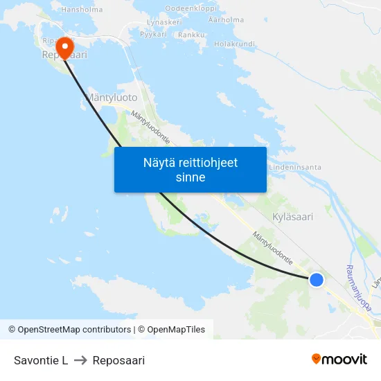 Savontie L to Reposaari map
