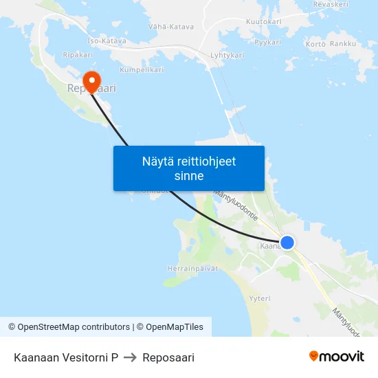 Kaanaan Vesitorni P to Reposaari map