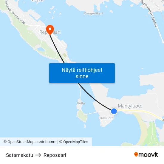 Satamakatu to Reposaari map
