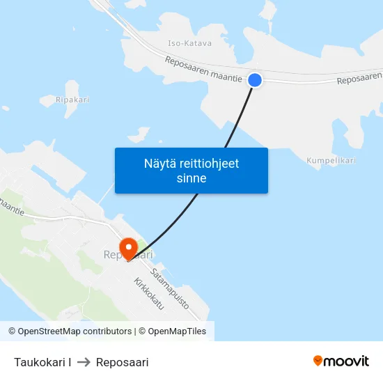 Taukokari I to Reposaari map