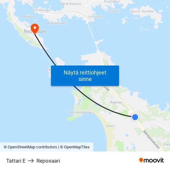 Tattari E to Reposaari map