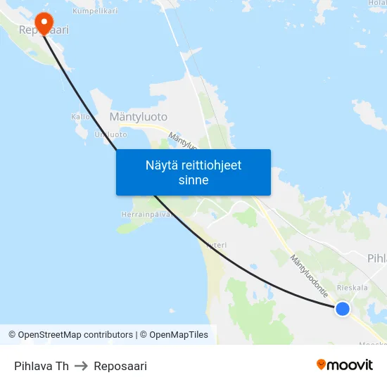 Pihlava Th to Reposaari map