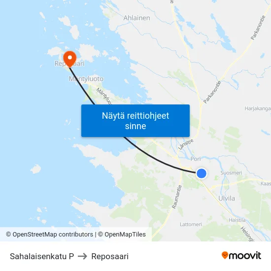 Sahalaisenkatu P to Reposaari map