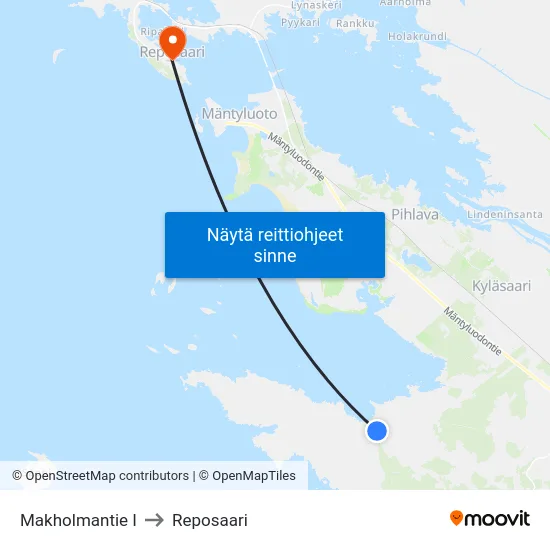 Makholmantie I to Reposaari map
