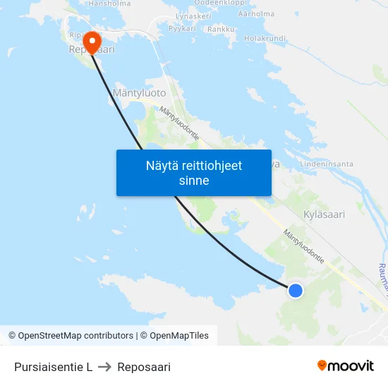 Pursiaisentie L to Reposaari map