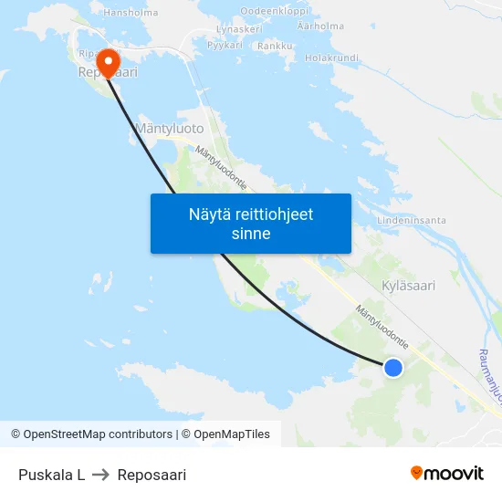 Puskala L to Reposaari map