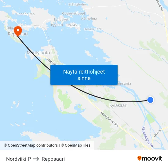 Nordviiki P to Reposaari map