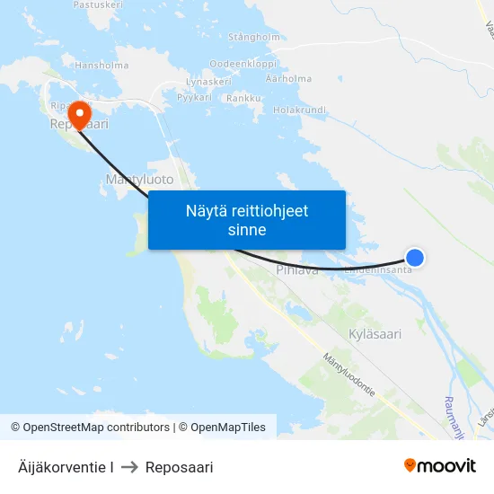Äijäkorventie I to Reposaari map