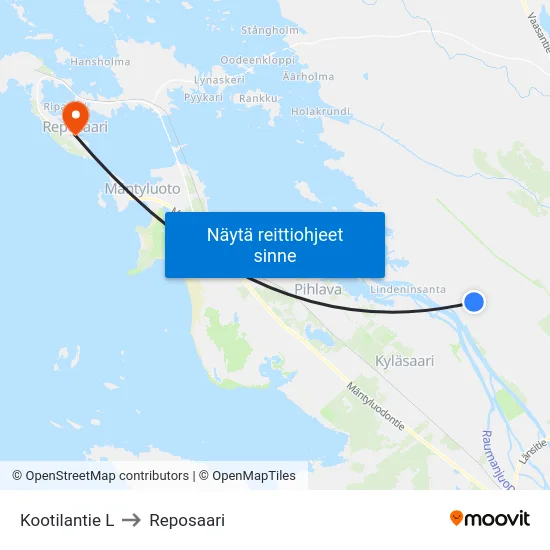 Kootilantie L to Reposaari map