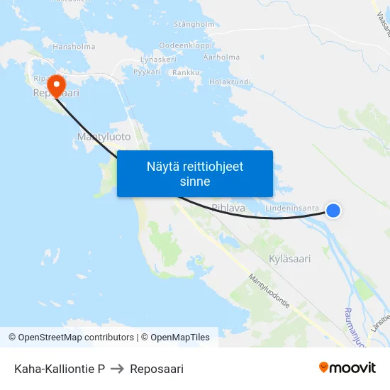 Kaha-Kalliontie P to Reposaari map