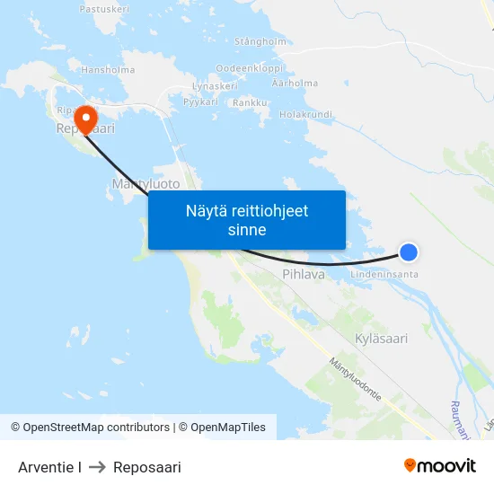Arventie I to Reposaari map